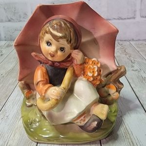 VINTAGE ARNART 5TH AVE GIRL HOLDING UMBRELLA-HUMMEL STYLE FIGURINE